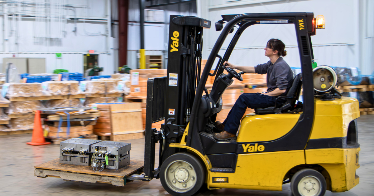 candid JV forklift driver